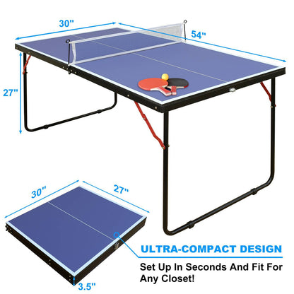 Portable Tennis Table Set – Includes Net & 2 Ping Pong Paddles