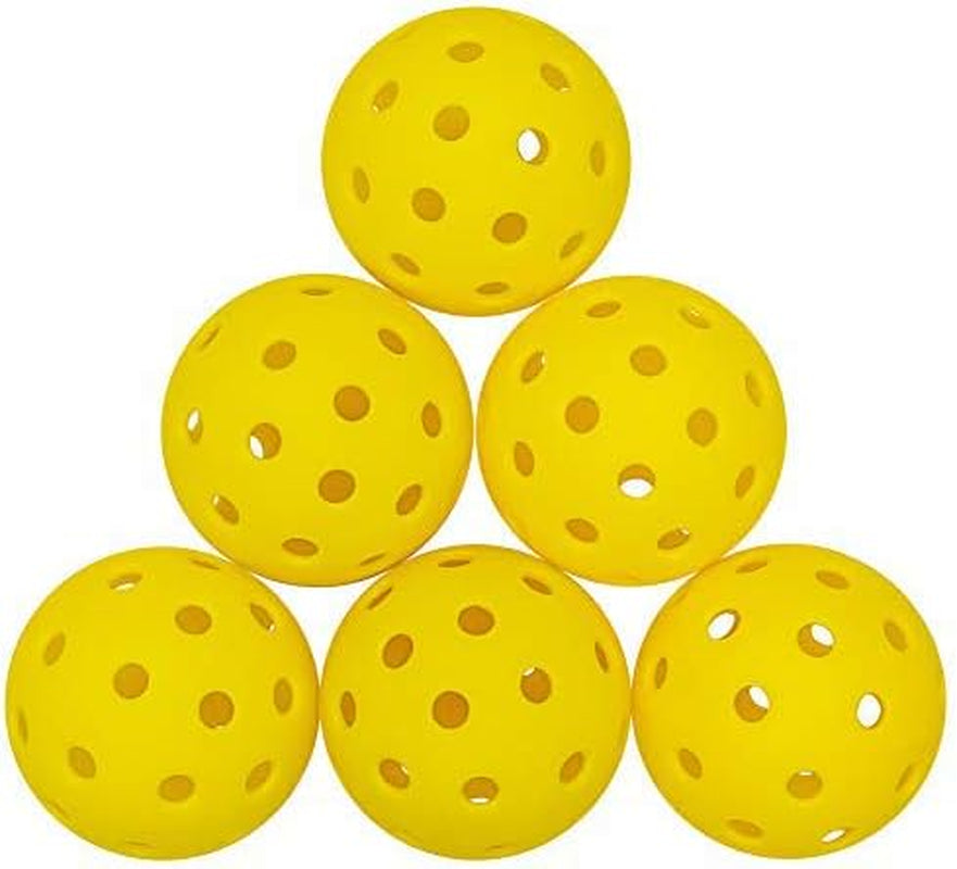 Premium 40 Holes Outdoor Pickleball Balls, Durable Ball with Nice Bounce, High Visibility for Outdoor & Indoor Courts 6 Packs