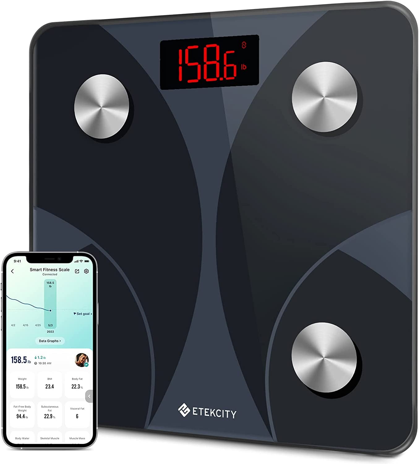 Smart Scale for Body Weight FSA HSA Store Eligible, Bathroom Digital Weighing Scale with BMI, Body Fat, Muscle Mass, Accurate Bluetooth Home User Health Equipment Sync Apps