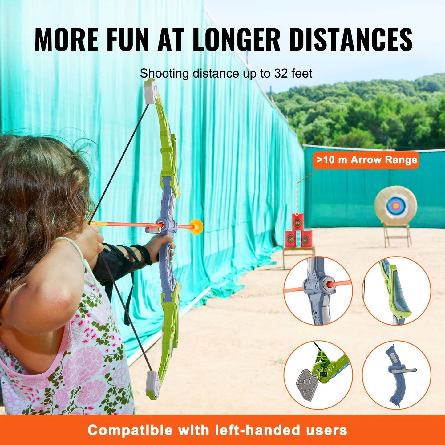 VEVOR Bow and Arrow Set for Kids, 2 Pack LED Light up Archery Set with 20 Suction Cup Arrows, Standing Target, 2 Quivers, 3 Target Cans, Outdoor Toy Birthday Gift for Boys & Girls 6 7 8 9 10+ Year Old