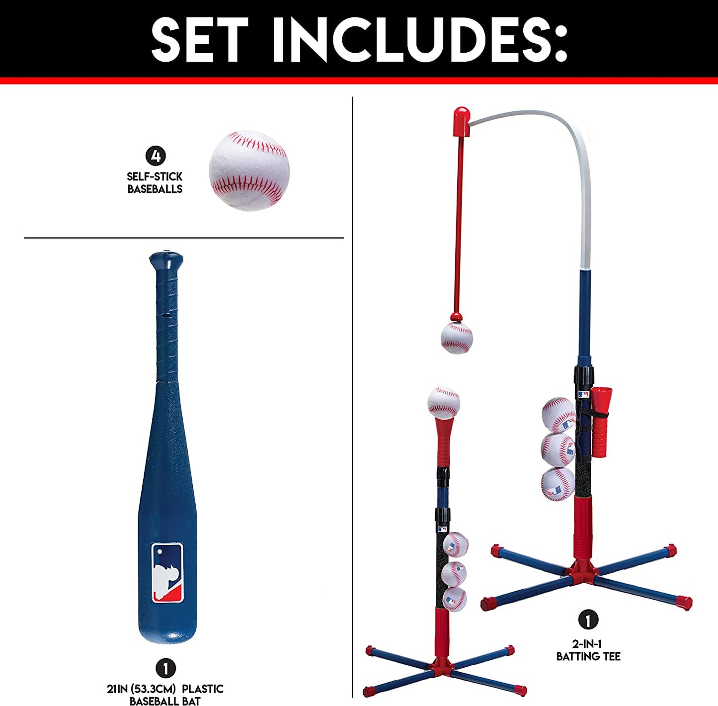 Grow-With-Me Kids Baseball Batting Tee + Stand Set for Youth + Toddlers - Youth Baseball, Softball + Teeball Hitting Tee Set for Boys + Girls