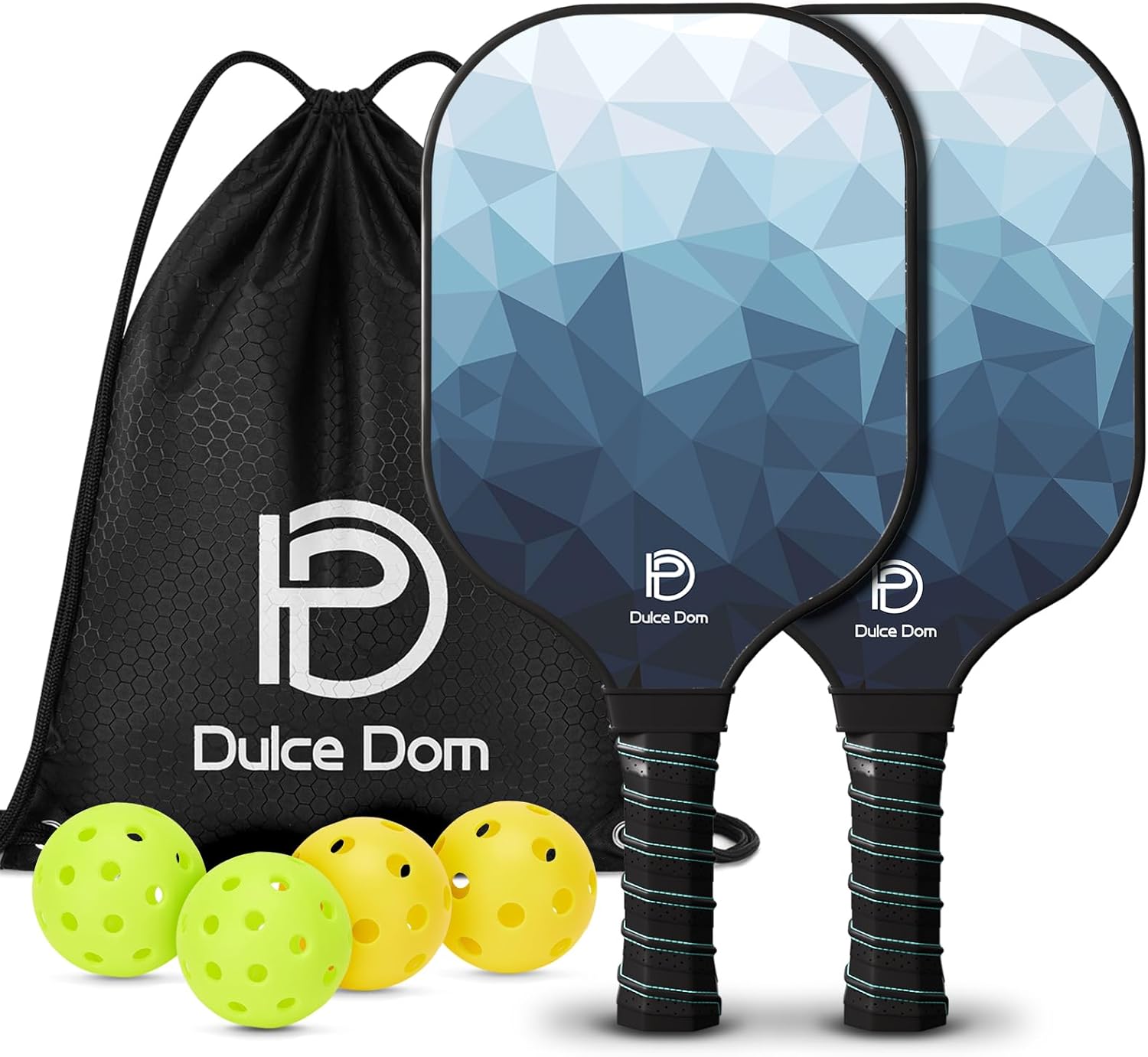 Pickleball Paddles Set of 2/4 - USAPA Approved, 4 Indoor Outdoor Pickleball Balls, Fiberglass Surface Paddle Racket with Cover Bag, Ideal Training Equipment Gift for Men & Women