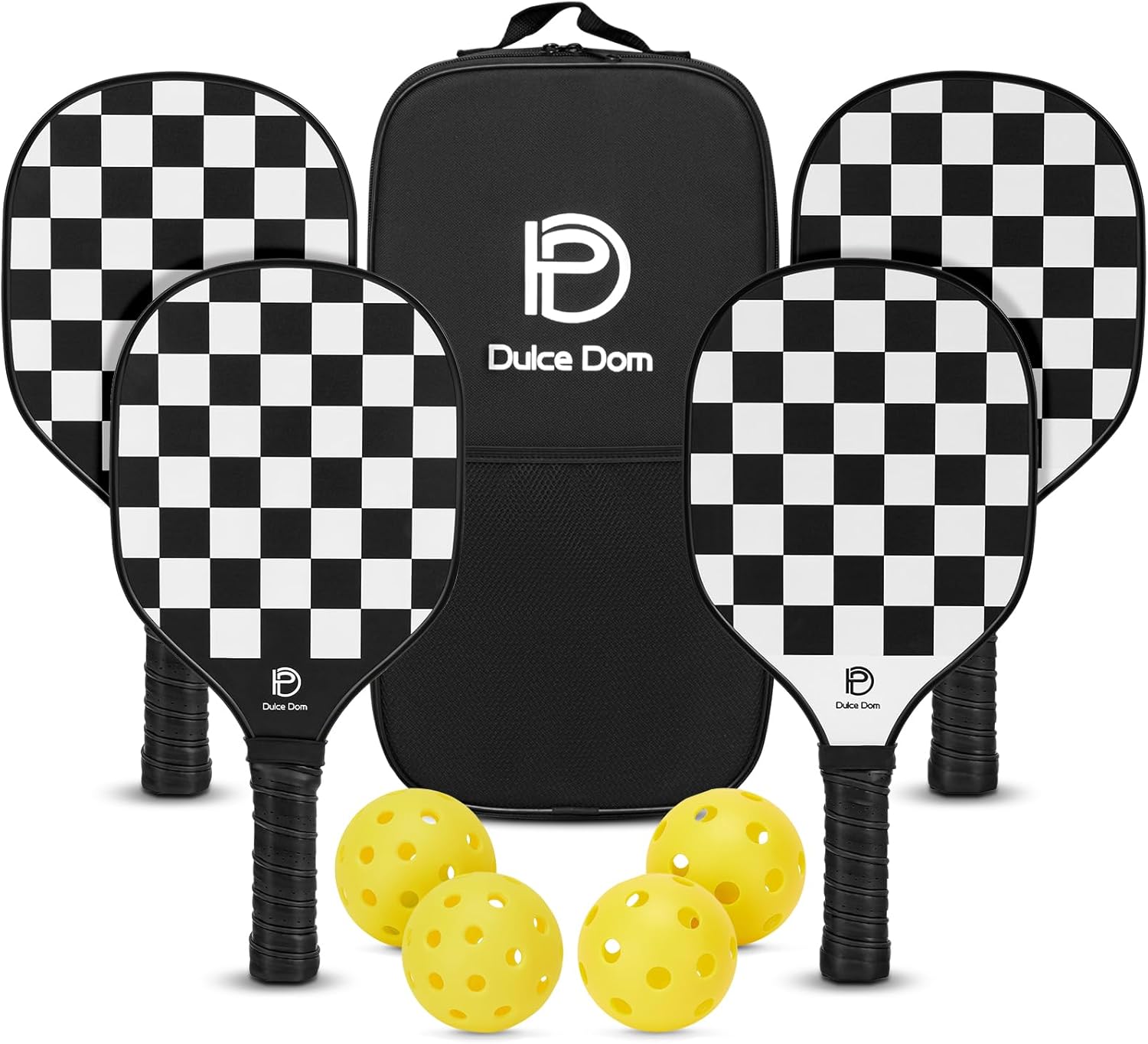 Pickleball Paddles Set of 2/4 - USAPA Approved, 4 Indoor Outdoor Pickleball Balls, Fiberglass Surface Paddle Racket with Cover Bag, Ideal Training Equipment Gift for Men & Women