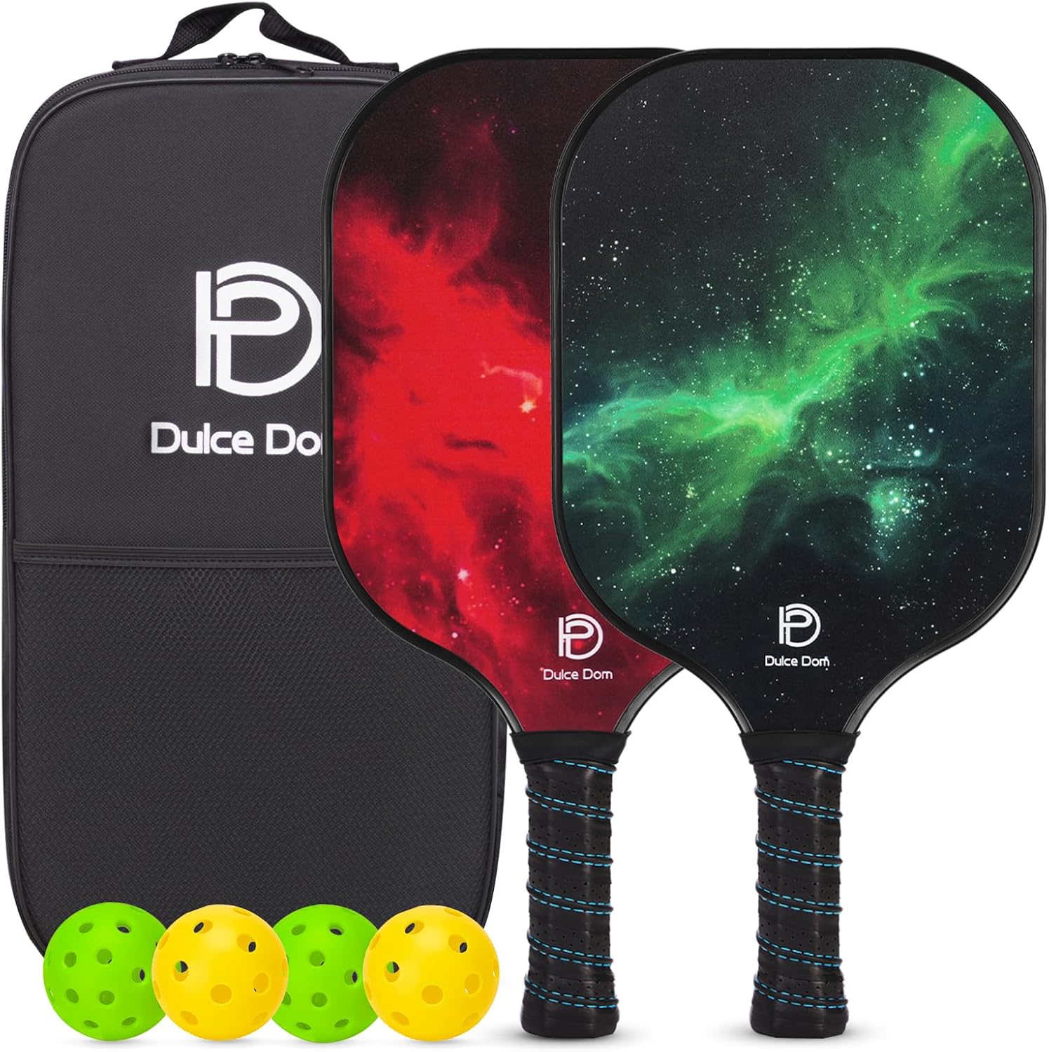 Pickleball Paddles Set of 2/4 - USAPA Approved, 4 Indoor Outdoor Pickleball Balls, Fiberglass Surface Paddle Racket with Cover Bag, Ideal Training Equipment Gift for Men & Women