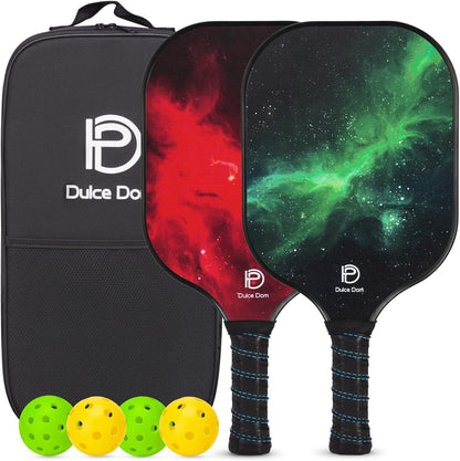 Pickleball Paddles Set of 2/4 - USAPA Approved, 4 Indoor Outdoor Pickleball Balls, Fiberglass Surface Paddle Racket with Cover Bag, Ideal Training Equipment Gift for Men & Women