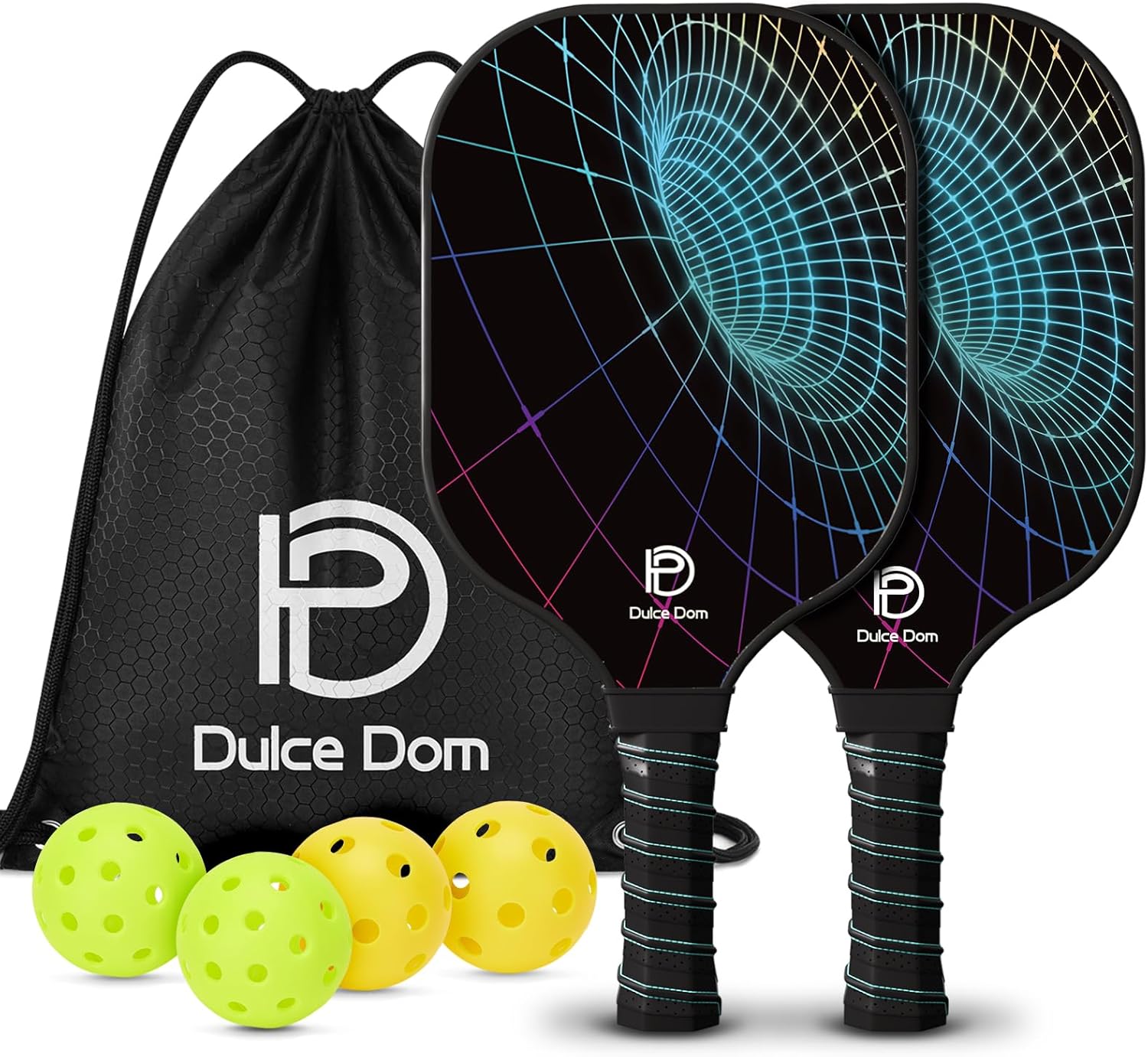 Pickleball Paddles Set of 2/4 - USAPA Approved, 4 Indoor Outdoor Pickleball Balls, Fiberglass Surface Paddle Racket with Cover Bag, Ideal Training Equipment Gift for Men & Women