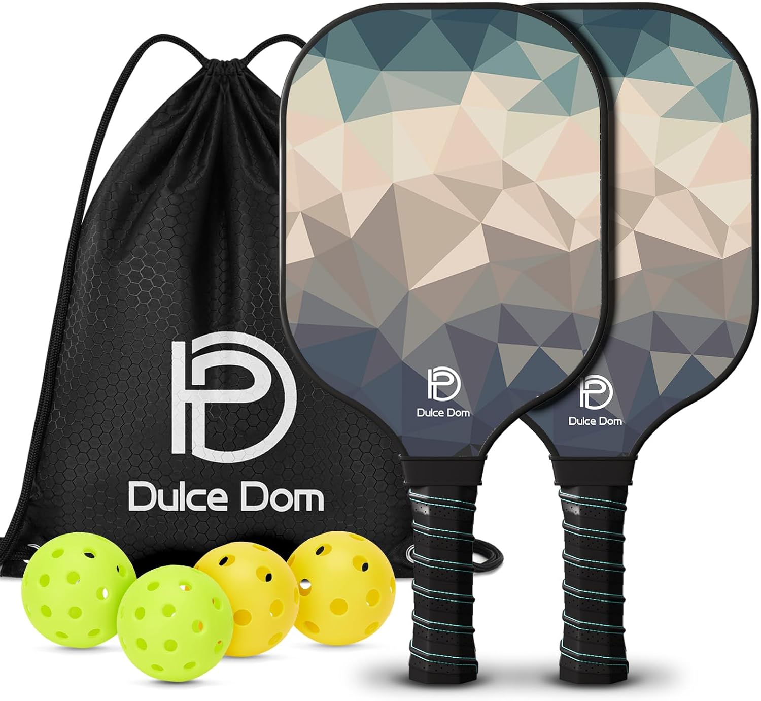 Pickleball Paddles Set of 2/4 - USAPA Approved, 4 Indoor Outdoor Pickleball Balls, Fiberglass Surface Paddle Racket with Cover Bag, Ideal Training Equipment Gift for Men & Women