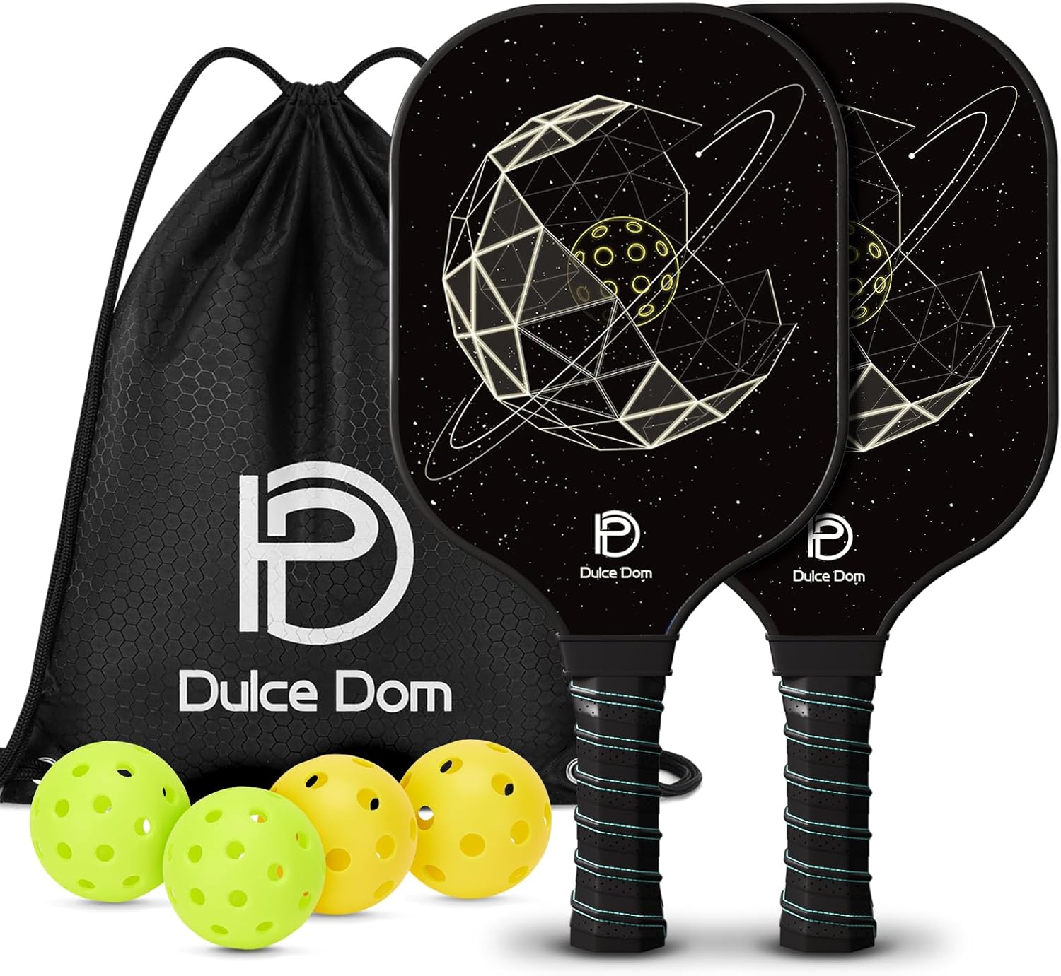 Pickleball Paddles Set of 2/4 - USAPA Approved, 4 Indoor Outdoor Pickleball Balls, Fiberglass Surface Paddle Racket with Cover Bag, Ideal Training Equipment Gift for Men & Women