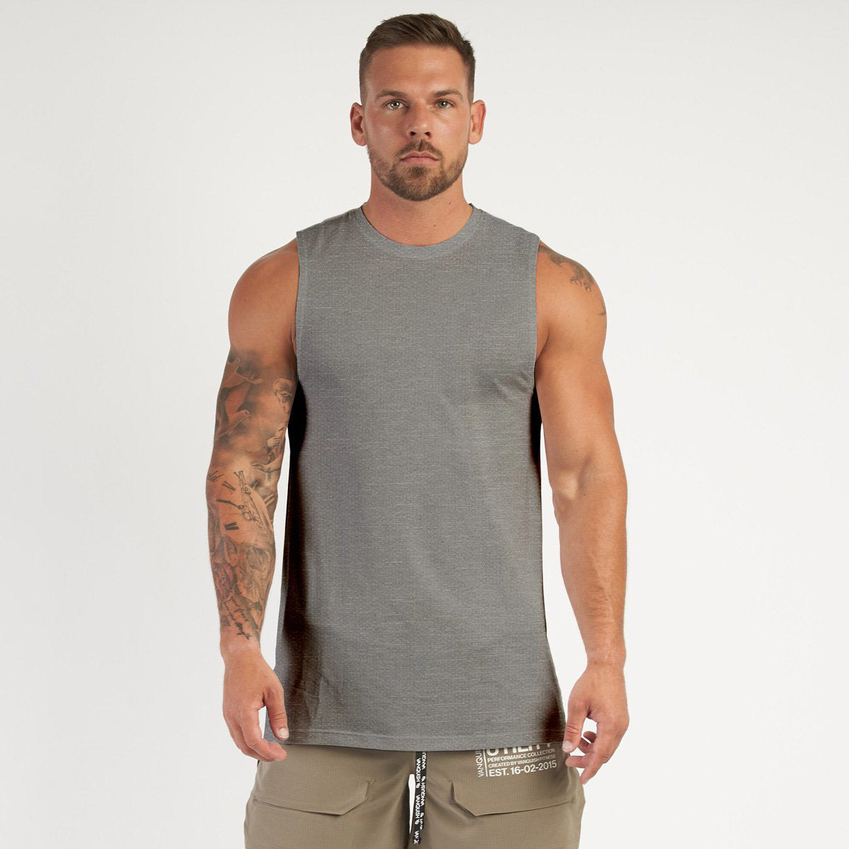 Men's Sports Solid Color Vest Casual Fitness I-shaped