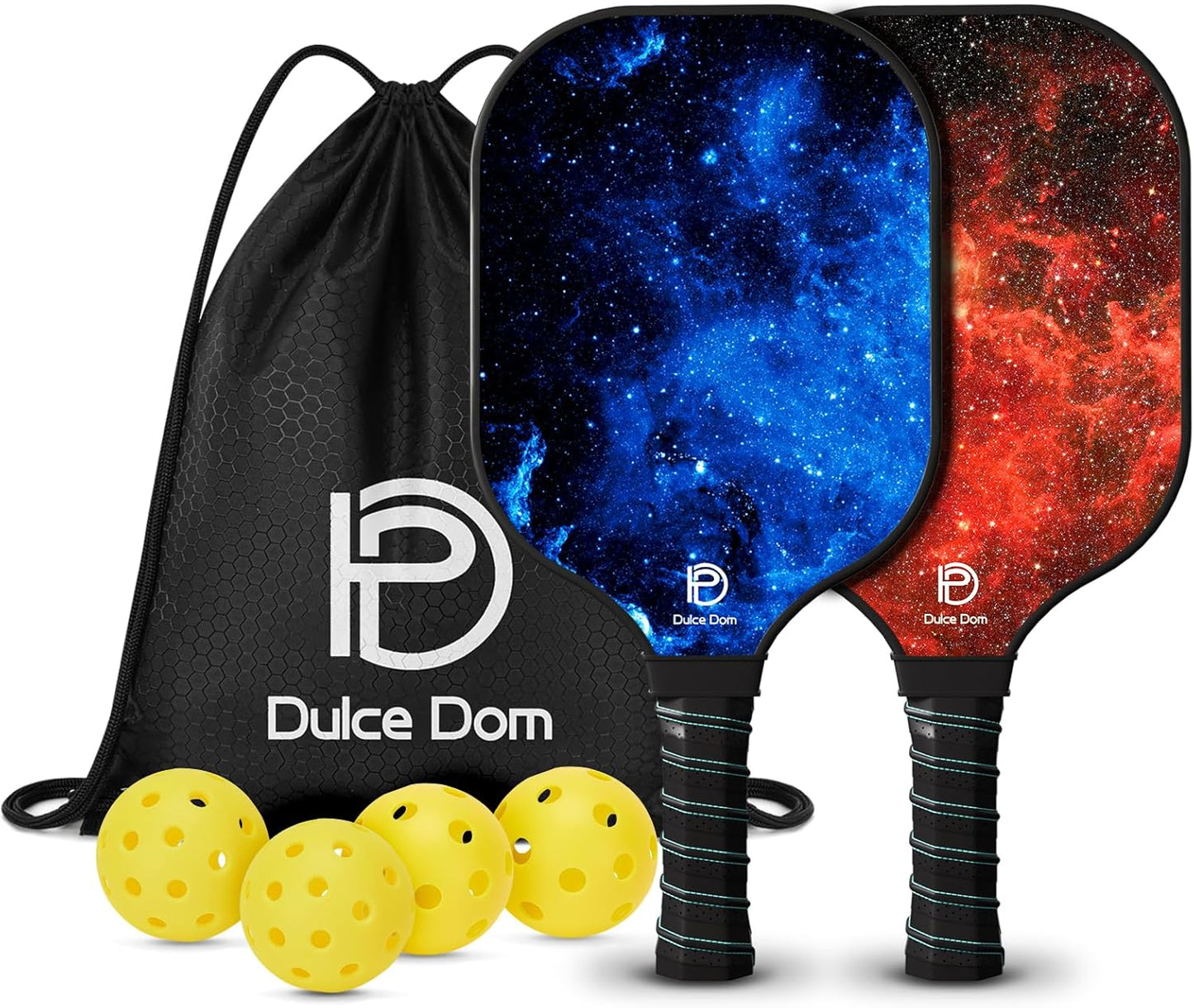 Pickleball Paddles Set of 2/4 - USAPA Approved, 4 Indoor Outdoor Pickleball Balls, Fiberglass Surface Paddle Racket with Cover Bag, Ideal Training Equipment Gift for Men & Women