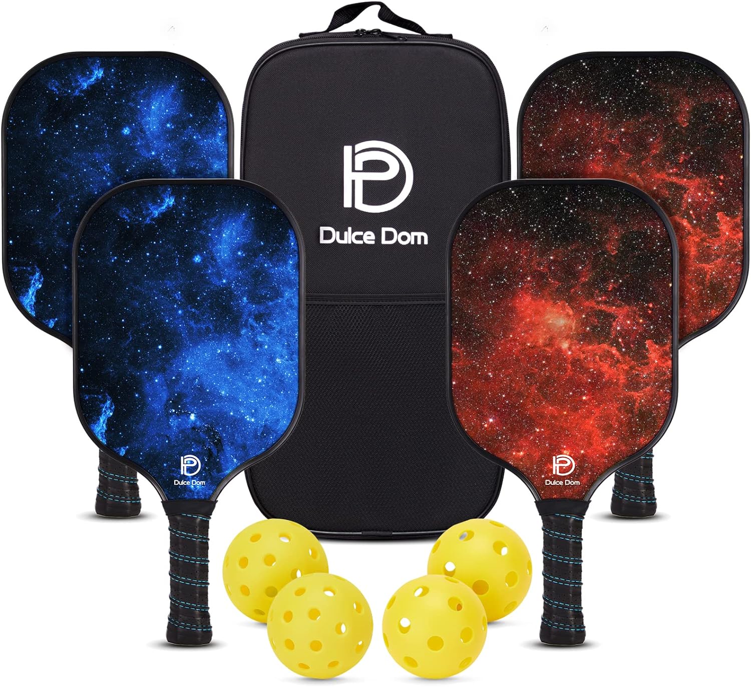 Pickleball Paddles Set of 2/4 - USAPA Approved, 4 Indoor Outdoor Pickleball Balls, Fiberglass Surface Paddle Racket with Cover Bag, Ideal Training Equipment Gift for Men & Women