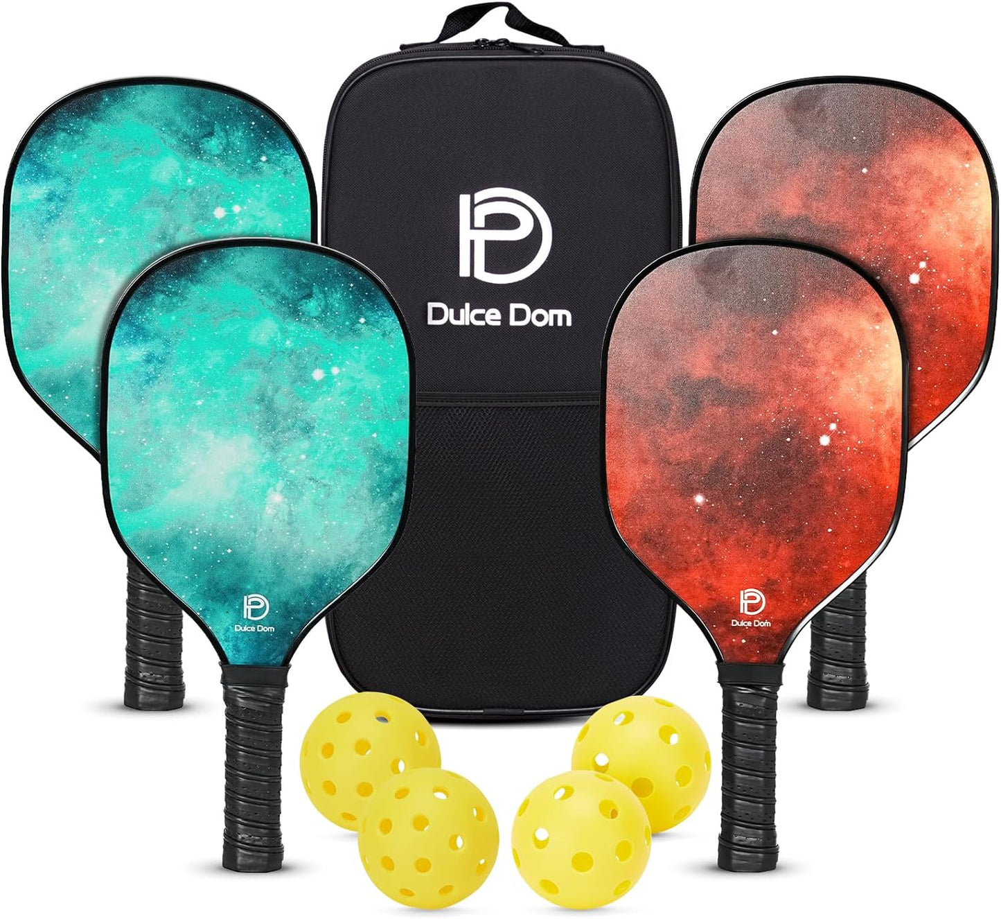 Pickleball Paddles Set of 2/4 - USAPA Approved, 4 Indoor Outdoor Pickleball Balls, Fiberglass Surface Paddle Racket with Cover Bag, Ideal Training Equipment Gift for Men & Women