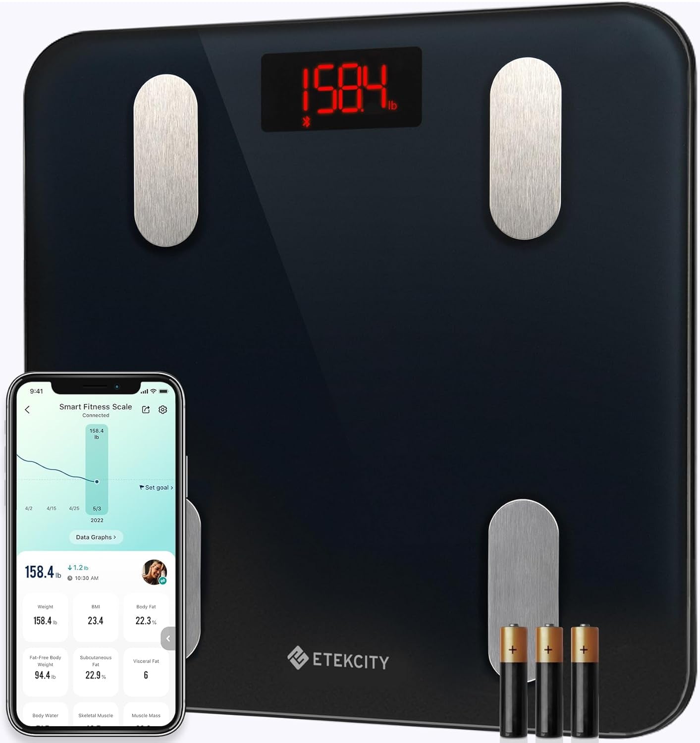 Smart Scale for Body Weight FSA HSA Store Eligible, Bathroom Digital Weighing Scale with BMI, Body Fat, Muscle Mass, Accurate Bluetooth Home User Health Equipment Sync Apps