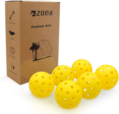 Premium 40 Holes Outdoor Pickleball Balls, Durable Ball with Nice Bounce, High Visibility for Outdoor & Indoor Courts 6 Packs