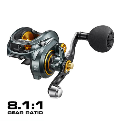 Alijoz 300 Low Profile Baitcasting Reel 15KG Max Drag 8+1 Bearings Aluminum Frame Freshwater Saltwater Fishing Reel