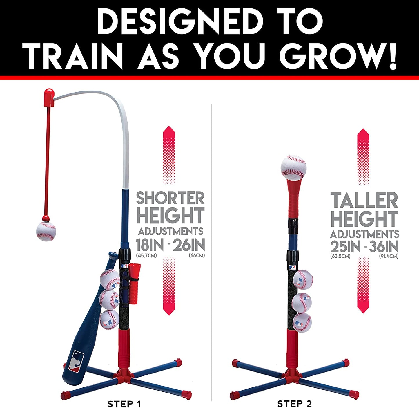 Grow-With-Me Kids Baseball Batting Tee + Stand Set for Youth + Toddlers - Youth Baseball, Softball + Teeball Hitting Tee Set for Boys + Girls