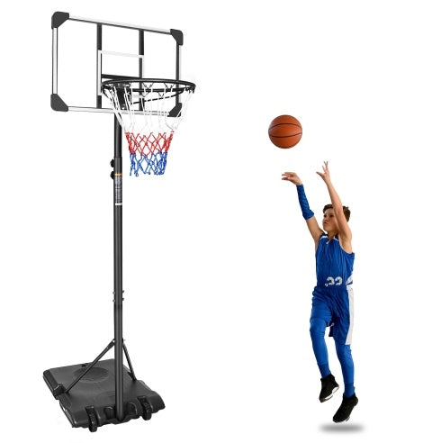 PortaBasketball Hoop – Adjustable 5.6-7ft System with Stable Base & Wheels for Indoor/Outdoor Use