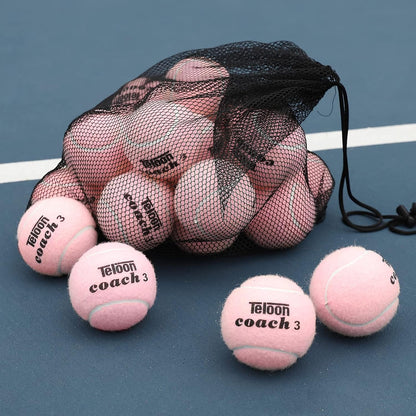 Pressure Training Tennis Balls-12 or 18 Count-Mesh Carry Bag，4 Colors Available，Pressureless Training Exercise Tennis Balls for Beginners.