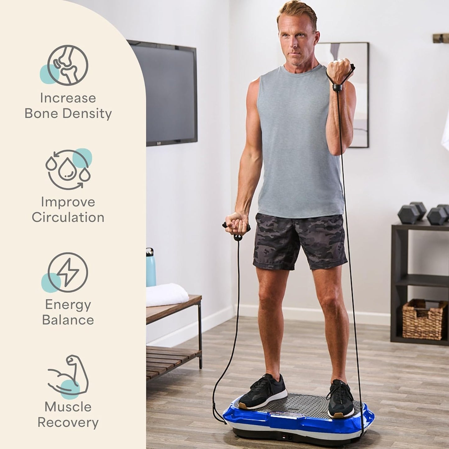 Waver Vibration Plate Exercise Machine – High-Intensity Vibration for Muscle Activation, Full-Body Workout Vibrating Platform with Loop Bands, Fitness Equipment for Strength Toning & Fat Loss