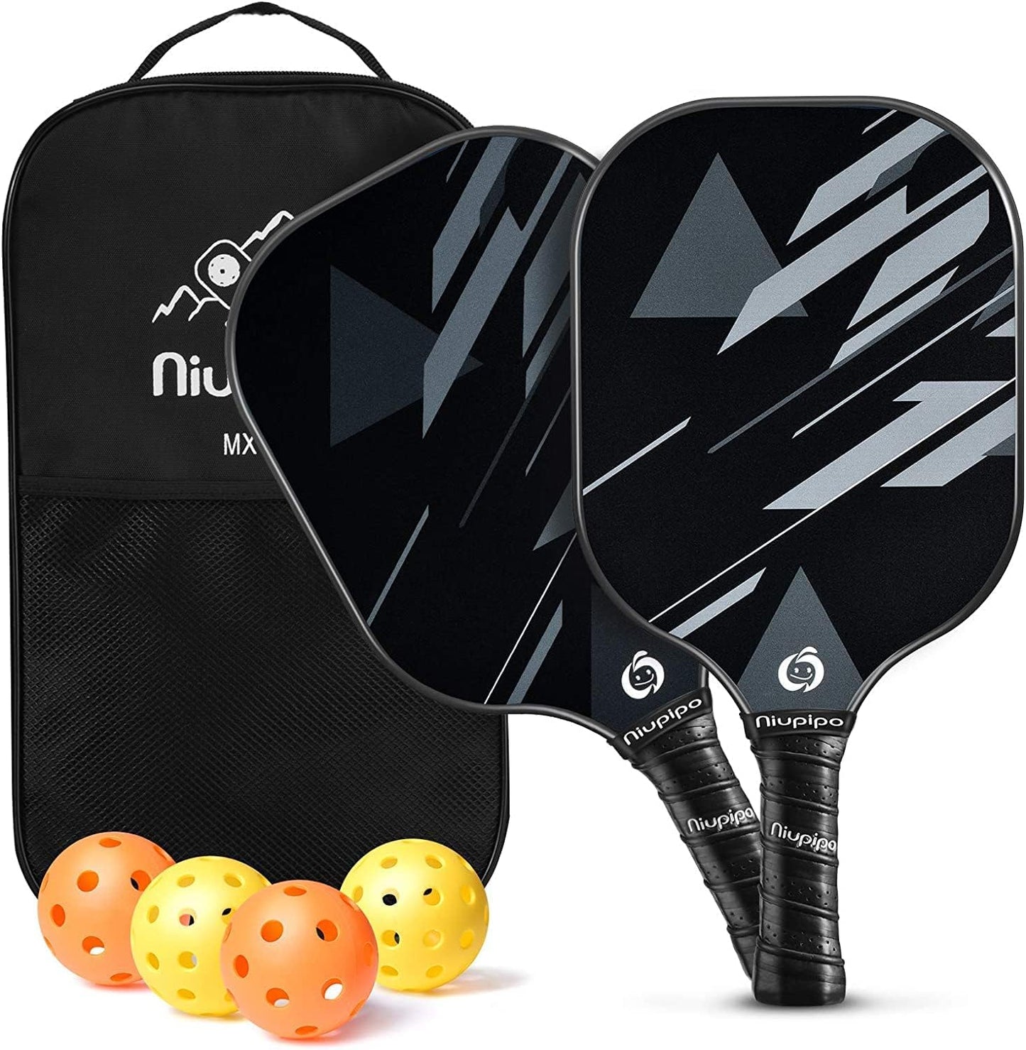 Pickleball Paddles Set of 2/4/1, USAPA Approved Lightweight Pickleball Rackets, Durable Fiberglass Surface with Polypropylene Honeycomb Core, Cushion Grip and Carry Bag for Beginner