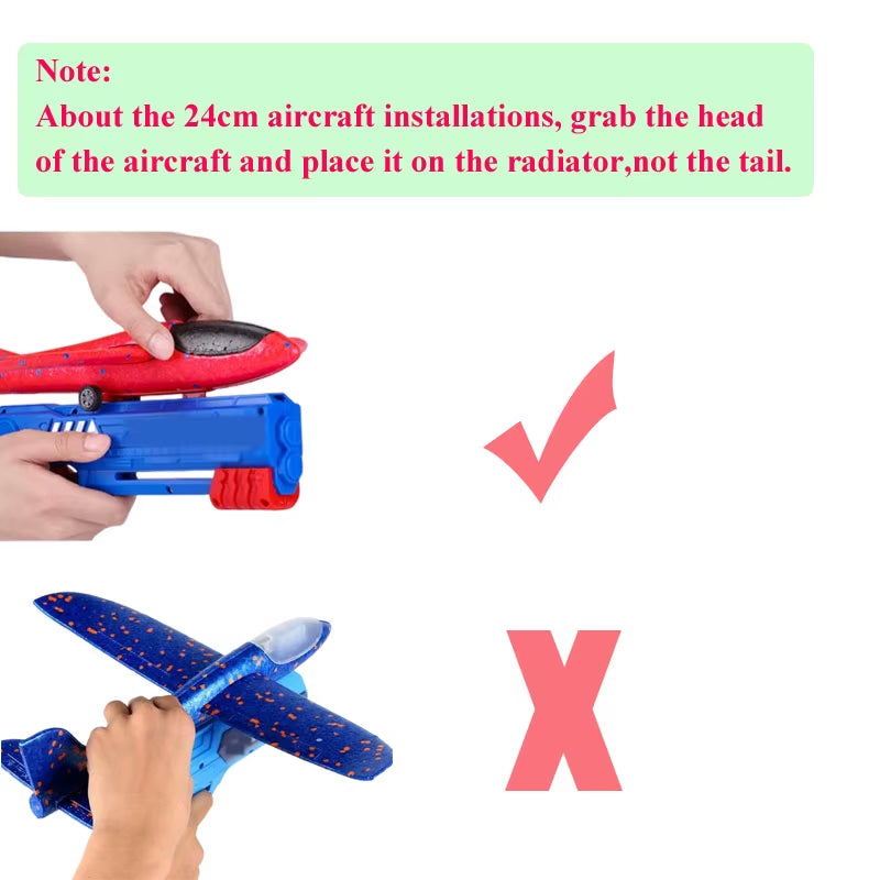 Kids 24/34Cm Foam Plane Launcher Outdoor Toy for Boys Sport Catapult Game Children Girl Birthday Xmas Gifts