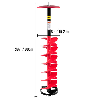 VEVOR Ice Fishing Auger Drill with Extension Rod, Blade Guard & Nylon Bit