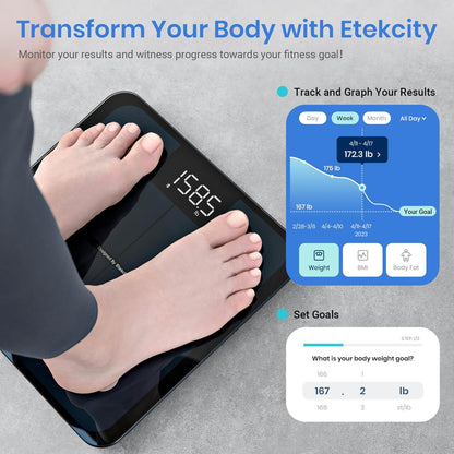 Smart Scale for Body Weight FSA HSA Store Eligible, Bathroom Digital Weighing Scale with BMI, Body Fat, Muscle Mass, Accurate Bluetooth Home User Health Equipment Sync Apps