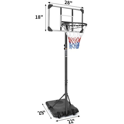 PortaBasketball Hoop – Adjustable 5.6-7ft System with Stable Base & Wheels for Indoor/Outdoor Use