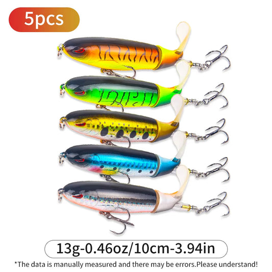 5pcs 13g 10cm Top Water Pencil Fishing Lure with Rotating Tail for Bass & Trout