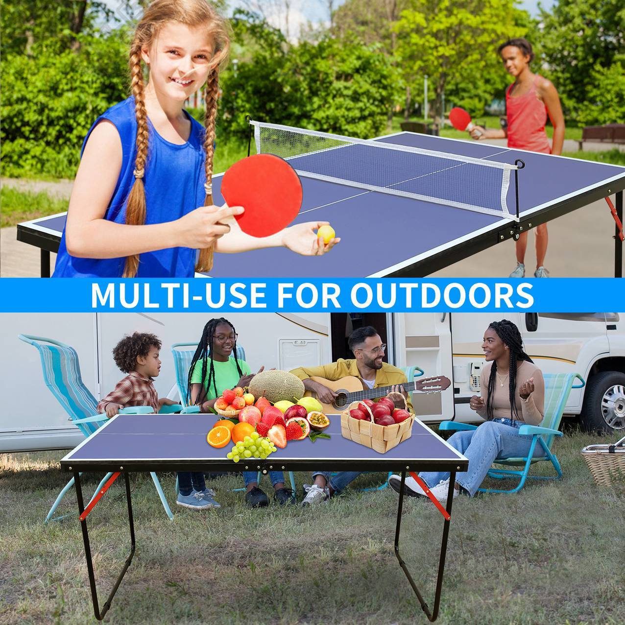 Portable Tennis Table Set – Includes Net & 2 Ping Pong Paddles