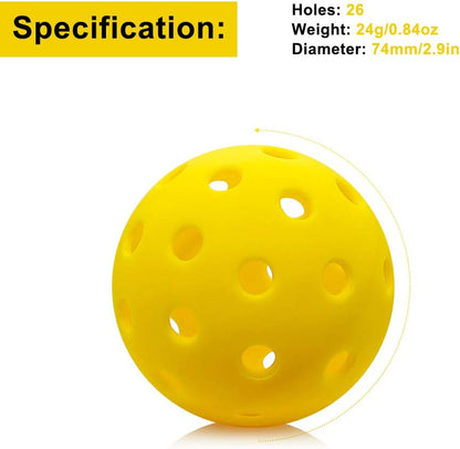 Premium 40 Holes Outdoor Pickleball Balls, Durable Ball with Nice Bounce, High Visibility for Outdoor & Indoor Courts 6 Packs